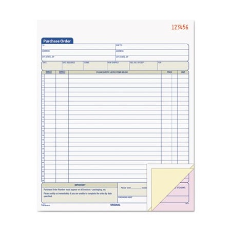 Tops Business Forms TOPS, Purchase Order Book, 8 3/8 X 10 3/16, Three-Part Carbonless, 50PK 46147